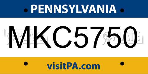 MKC5750 Pennsylvania License Plate