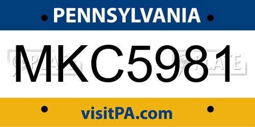 MKC5981 Pennsylvania License Plate