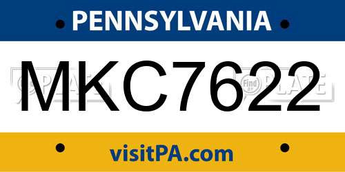 MKC7622 Pennsylvania License Plate