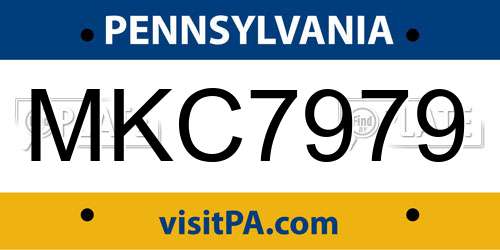 MKC7979 Pennsylvania License Plate