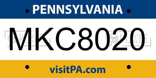 MKC8020 Pennsylvania License Plate