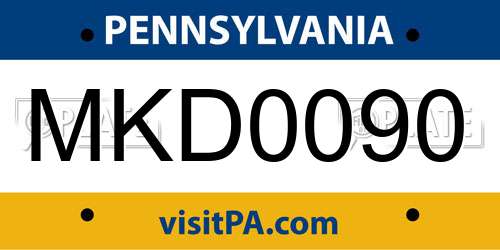 MKD0090 Pennsylvania License Plate