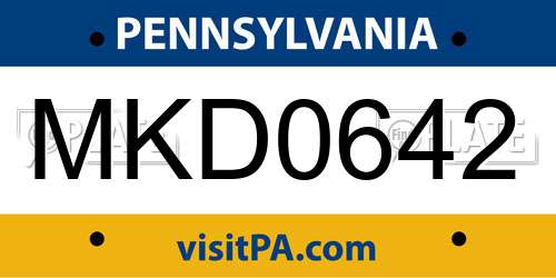 MKD0642 Pennsylvania License Plate