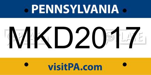 MKD2017 Pennsylvania License Plate