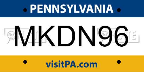 MKDN96 Pennsylvania License Plate