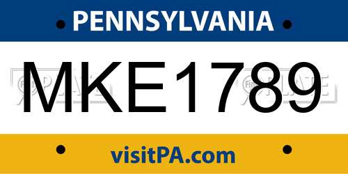 MKE1789 Pennsylvania License Plate