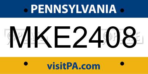 MKE2408 Pennsylvania License Plate