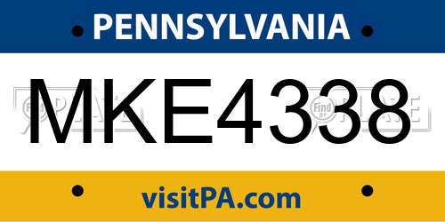 MKE4338 Pennsylvania License Plate