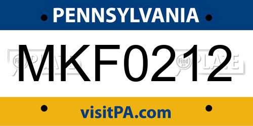 MKF0212 Pennsylvania License Plate