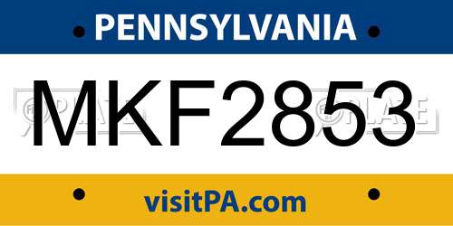 MKF2853 Pennsylvania License Plate