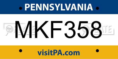 MKF358 Pennsylvania License Plate