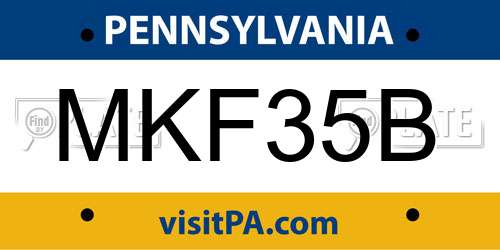 MKF35B Pennsylvania License Plate