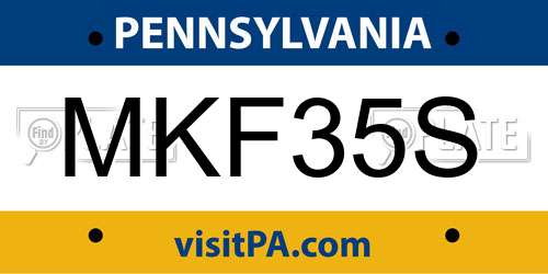 MKF35S Pennsylvania License Plate