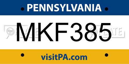 MKF385 Pennsylvania License Plate