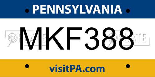 MKF388 Pennsylvania License Plate