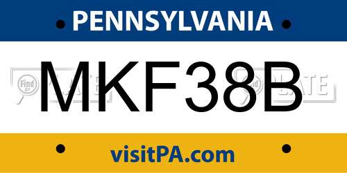 MKF38B Pennsylvania License Plate