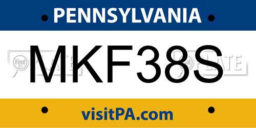 MKF38S Pennsylvania License Plate