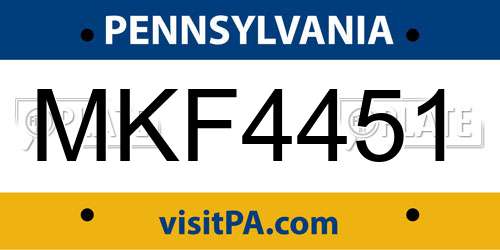 MKF4451 Pennsylvania License Plate