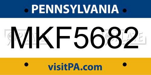 MKF5682 Pennsylvania License Plate