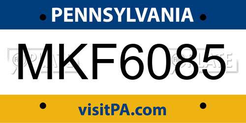 MKF6085 Pennsylvania License Plate