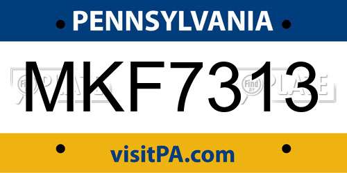 MKF7313 Pennsylvania License Plate
