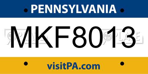 MKF8013 Pennsylvania License Plate