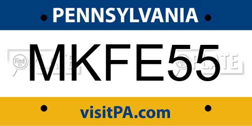 MKFE55 Pennsylvania License Plate