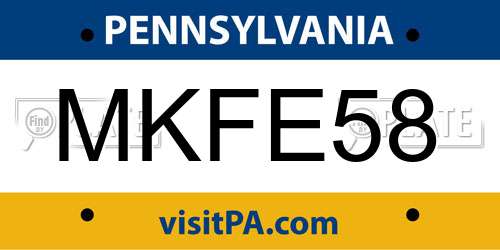 MKFE58 Pennsylvania License Plate