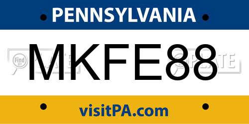 MKFE88 Pennsylvania License Plate
