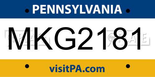 MKG2181 Pennsylvania License Plate