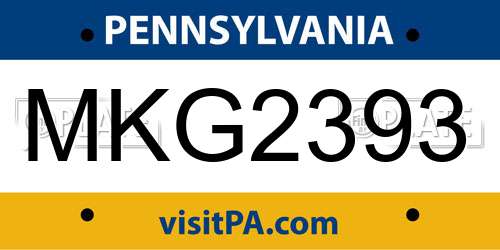 MKG2393 Pennsylvania License Plate
