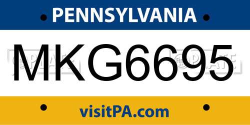 MKG6695 Pennsylvania License Plate