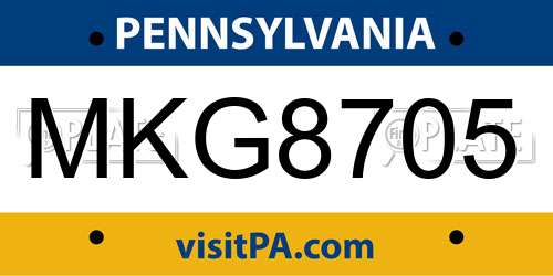 MKG8705 Pennsylvania License Plate