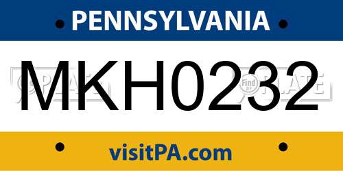 MKH0232 Pennsylvania License Plate