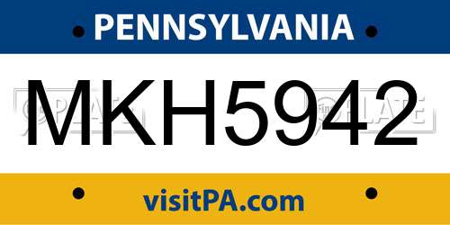MKH5942 Pennsylvania License Plate