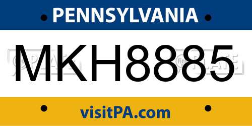 MKH8885 Pennsylvania License Plate