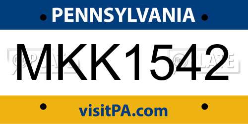 MKK1542 Pennsylvania License Plate