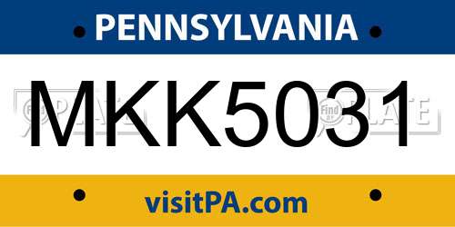 MKK5031 Pennsylvania License Plate
