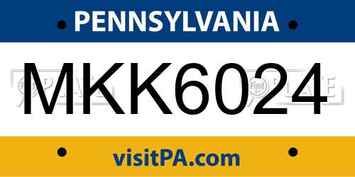 MKK6024 Pennsylvania License Plate