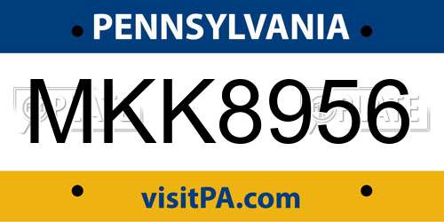 MKK8956 Pennsylvania License Plate
