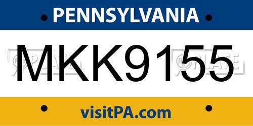 MKK9155 Pennsylvania License Plate
