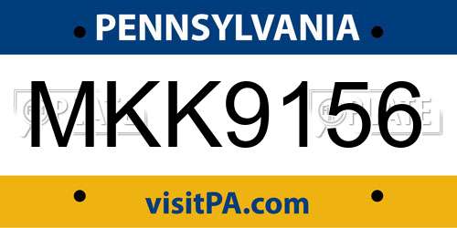 MKK9156 Pennsylvania License Plate