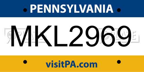 MKL2969 Pennsylvania License Plate