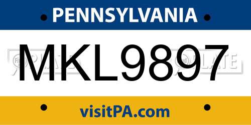 MKL9897 Pennsylvania License Plate