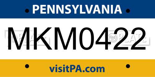 MKM0422 Pennsylvania License Plate