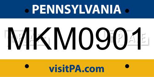 MKM0901 Pennsylvania License Plate