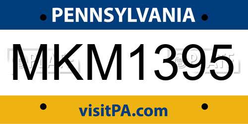 MKM1395 Pennsylvania License Plate