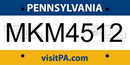 MKM4512 Pennsylvania License Plate