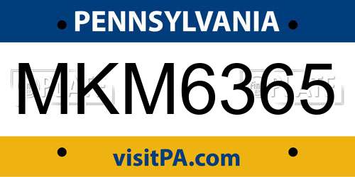 MKM6365 Pennsylvania License Plate
