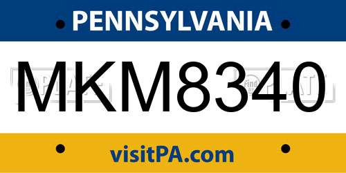 MKM8340 Pennsylvania License Plate